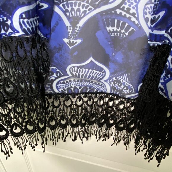 Show Me Your Mumu Wms S Blue Alsten Genie In A Bottle Kimono Fringe Boho Sheer - Picture 7 of 7